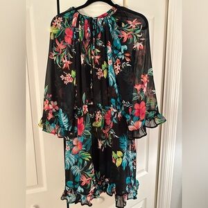 Floral Sheer Black Dress Cover Up